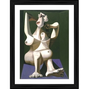 Generic Woman Dressing Her Hair 1940 Painting With Wood Photo Frame (Multicolor)