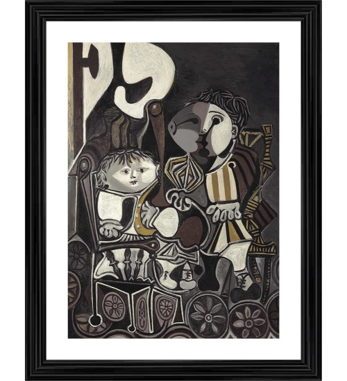 Claude and Paloma 1954 Painting With Wood Photo Frame (Multicolor)