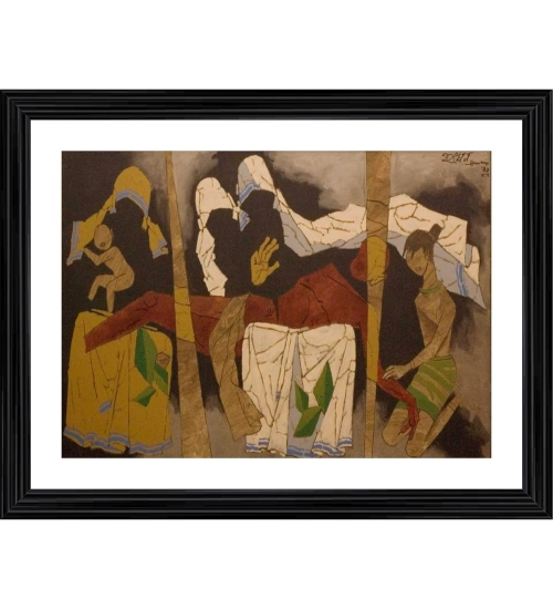 Mother Teresa 1989 Painting With Wood Photo Frame (Multicolor)