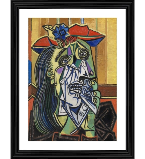 The Weeping Woman 1937 Painting With Wood Photo Frame (Multicolor)