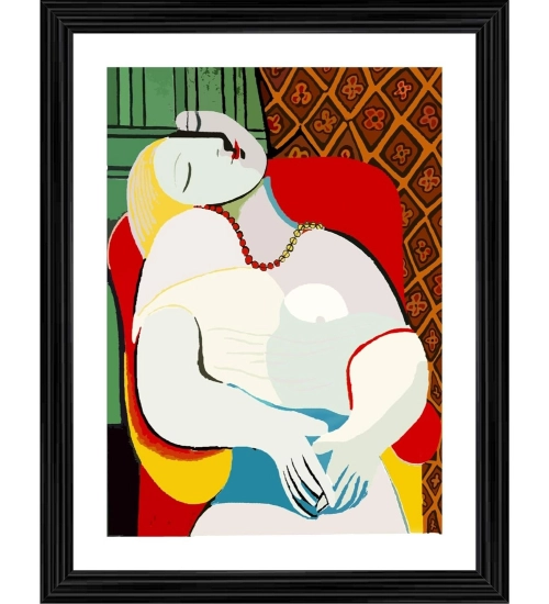 The dream 1932 Painting With Wood Photo Frame (Multicolor)