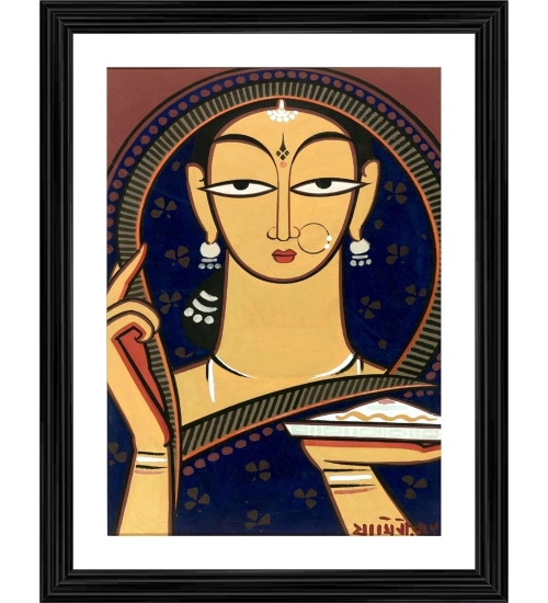 Pujaran Painting With Wood Photo Frame (Multicolor)