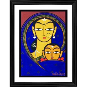 Generic Mother and Child 1 Painting With Wood Photo Frame (Multicolor)