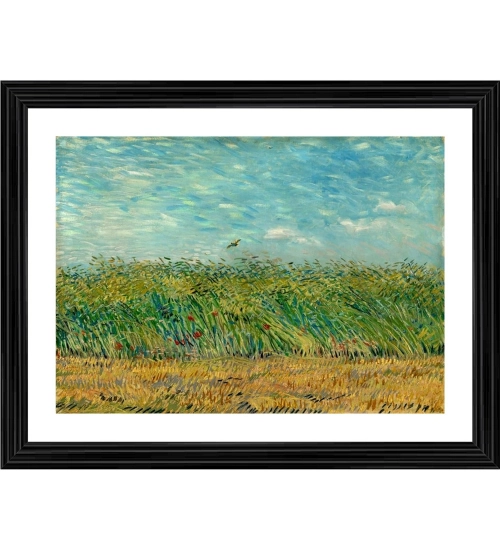 Wheatfield with Partridge 1887 Painting With Wood Photo Frame (Multicolor)