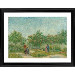 Generic Garden with Courting Couples 1887 Painting With Wood Photo Frame (Multicolor)