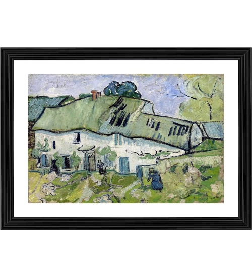 Farmhouse 1890 Painting With Wood Photo Frame (Multicolor)