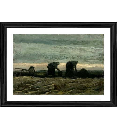 Women on the Peat Moor 1883 Painting With Wood Photo Frame (Multicolor)