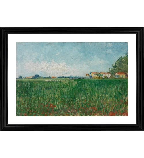 Field with Poppies 1890 Painting With Wood Photo Frame (Multicolor)