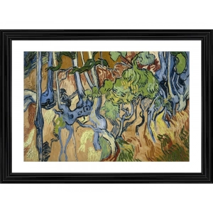 Generic Tree Roots 1890 Painting With Wood Photo Frame (Multicolor)