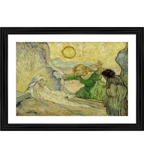 The Raising of Lazarus 1890 Painting With Wood Photo Frame (Multicolor)