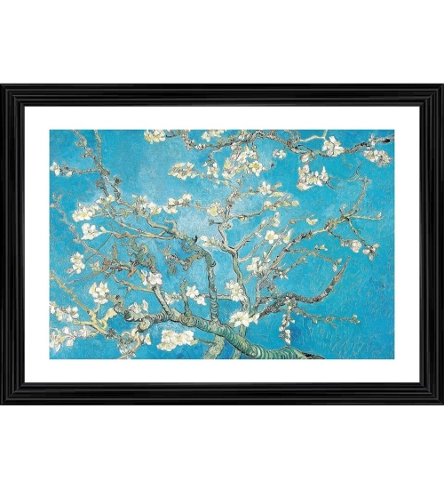 Almond Blossom 1890 Painting With Wood Photo Frame (Multicolor)