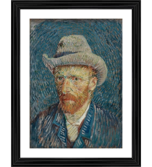 Self Portrait with Grey Felt Hat 1887 Painting With Wood Photo Frame (Multicolor)