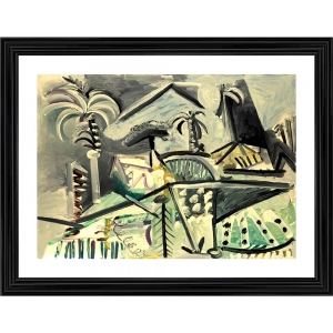 Generic Landscape 1972 Painting With Wood Photo Frame (Multicolor)