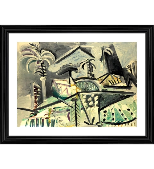 Landscape 1972 Painting With Wood Photo Frame (Multicolor)