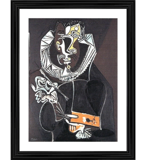 Portrait of a Painter after El Greco 1950 Painting With Wood Photo Frame (Multicolor)