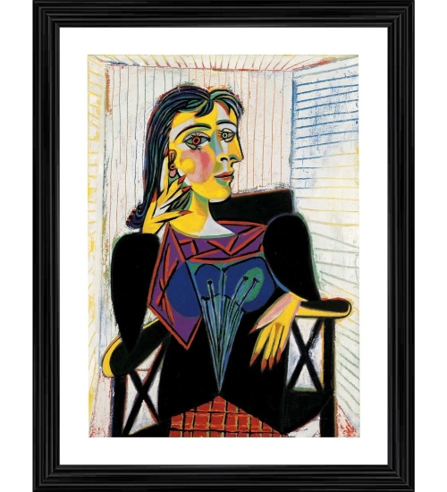 Portrait of Dora Maar 1937 Painting With Wood Photo Frame (Multicolor)