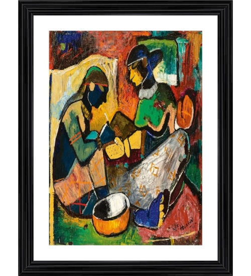Mehendi 1951 Painting With Wood Photo Frame (Multicolor)
