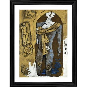Generic Gautam Buddha Painting With Wood Photo Frame (Multicolor)