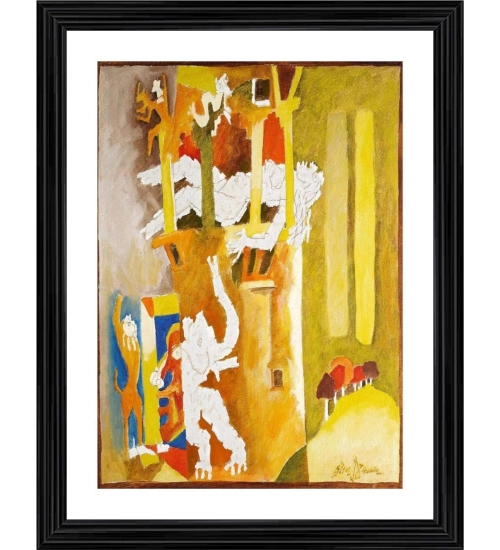 Living Goddess 1960 Painting With Wood Photo Frame (Multicolor)
