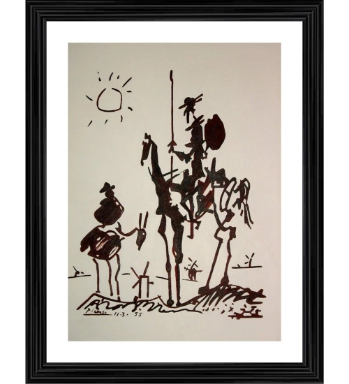 Don Quixote 1955 Painting With Wood Photo Frame (Multicolor)