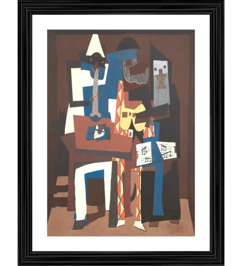 Three Musicians 1921 Painting With Wood Photo Frame (Multicolor)