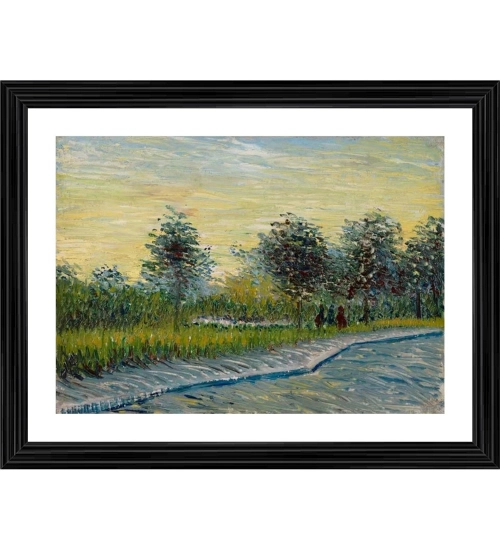 Square Saint Pierre at Sunset 1887 Painting With Wood Photo Frame (Multicolor)