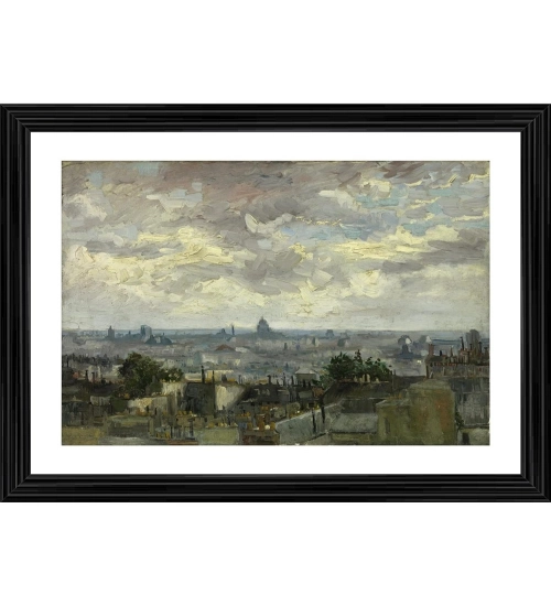 View of Paris 1886 Painting With Wood Photo Frame (Multicolor)