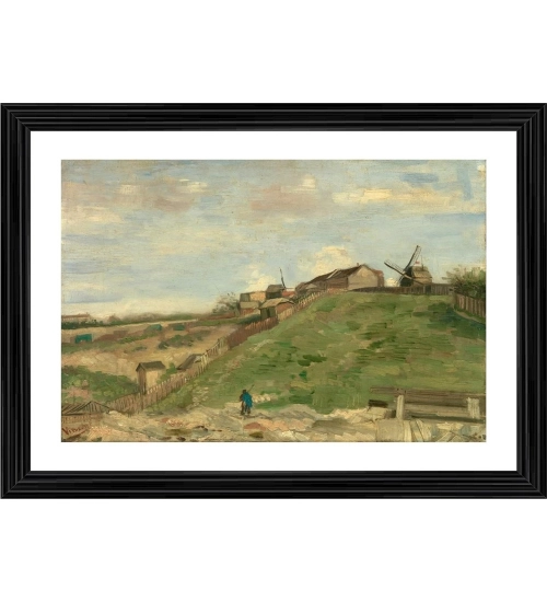 The Hill of Montmartre with Stone Quarry 1886 Painting With Wood Photo Frame (Multicolor)