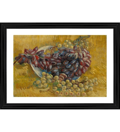 Grapes 1887 Painting With Wood Photo Frame (Multicolor)