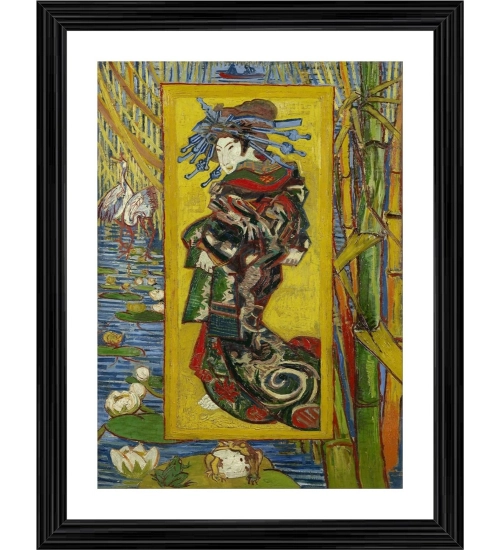 Courtesan after Eisen 1887 Painting With Wood Photo Frame (Multicolor)