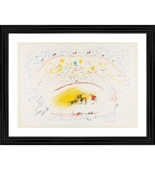 Bullfight 6 Painting With Wood Photo Frame (Multicolor)