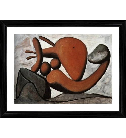 Woman Throwing a Stone 1931 Painting With Wood Photo Frame (Multicolor)