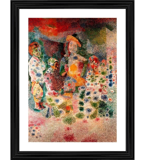 The Peasants Repast 1917 Painting With Wood Photo Frame (Multicolor)