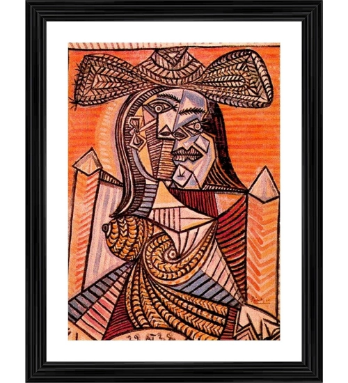 Seated Woman 1938 Painting With Wood Photo Frame (Multicolor)