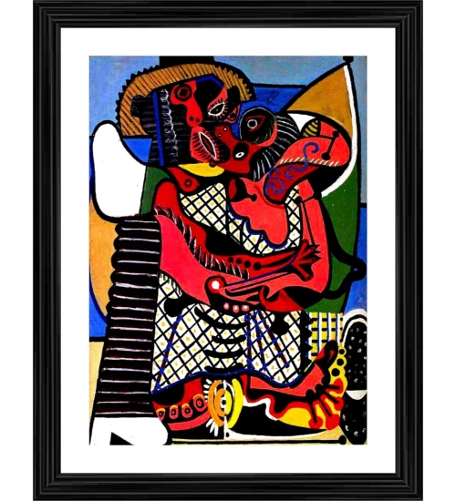 Le Baiser The Kiss 1925 Painting With Wood Photo Frame (Multicolor)
