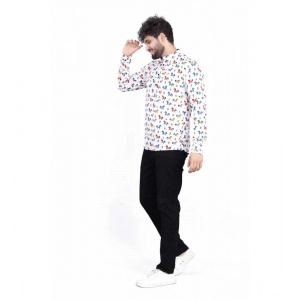 Generic Men's Cotton Blended Printed Full Sleeve Shortkurta (Multicolor)