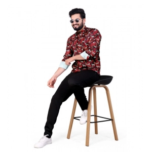 Generic Men's Cotton Blended Printed Full Sleeve Shortkurta (Multicolor)