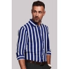 Men's Cotton Blended Striped Full Sleeve Shirt (White-Blue) Men's Cotton Blended Striped Full Sleeve Shirt (White-Blue)
