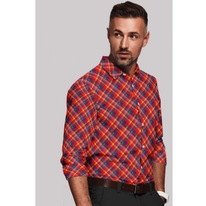 Generic Men's Cotton Blended Checked Full Sleeve Shirt (Red)
