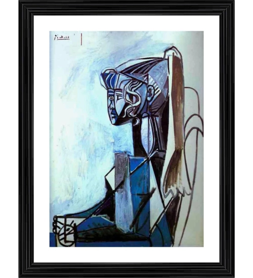 Portrait of Sylvette 1954 Painting With Wood Photo Frame (Multicolor)