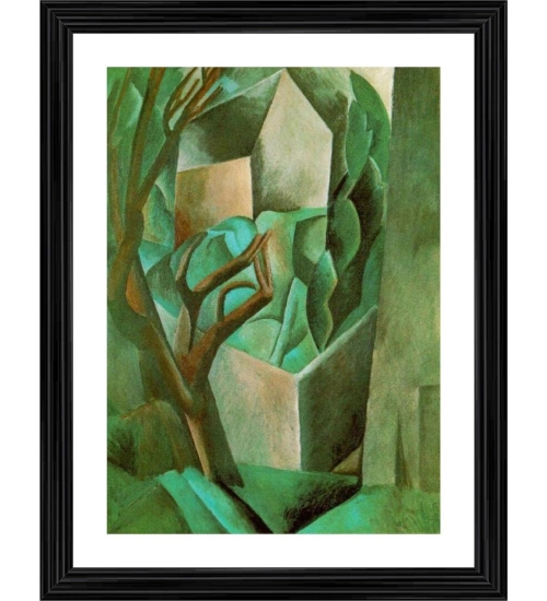 Small House in the Garden 1908 Painting With Wood Photo Frame (Multicolor)