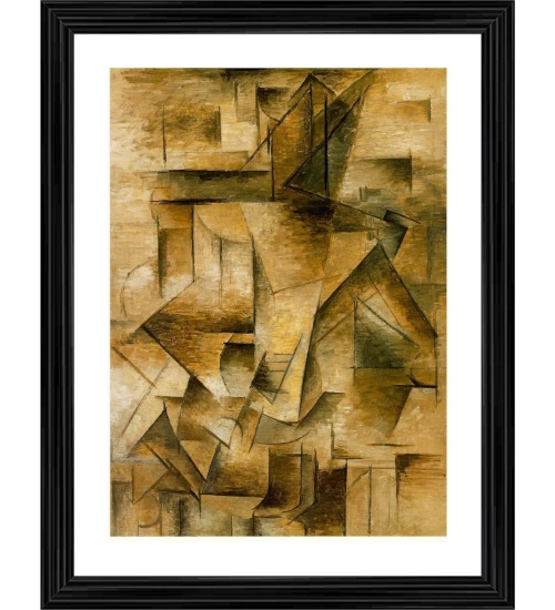 Guitar Player 1910 Painting With Wood Photo Frame (Multicolor)