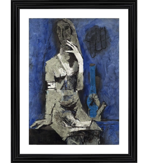 Virgin Night Painting With Wood Photo Frame (Multicolor)