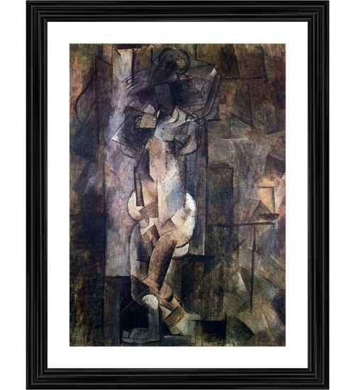 Woman Figure 1910 Painting With Wood Photo Frame (Multicolor)