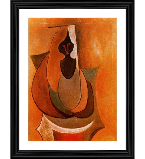 Cubist Person 1917 Painting With Wood Photo Frame (Multicolor)