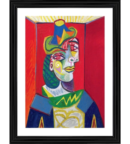 Buste de Femme Bust of a Woman 1909 Painting With Wood Photo Frame (Multicolor)