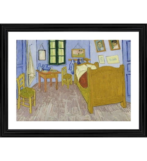 Bedroom in Arles 1888 Painting With Wood Photo Frame (Multicolor)