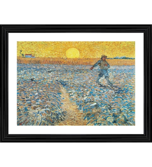 The Sower 1889 Painting With Wood Photo Frame (Multicolor)