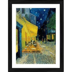 Generic Terrace at Night 1888 Painting With Wood Photo Frame (Multicolor)