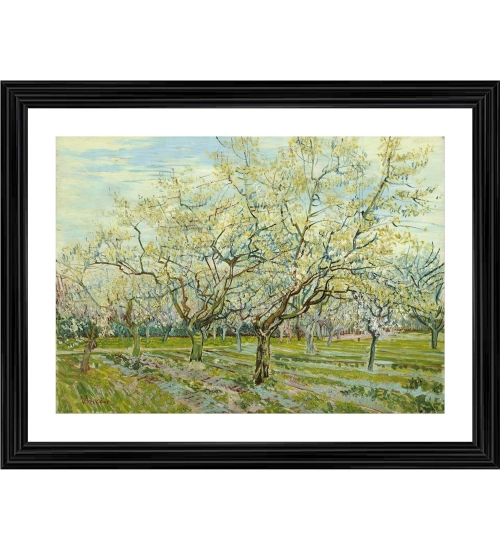 The White Orchard 1888 Painting With Wood Photo Frame (Multicolor)